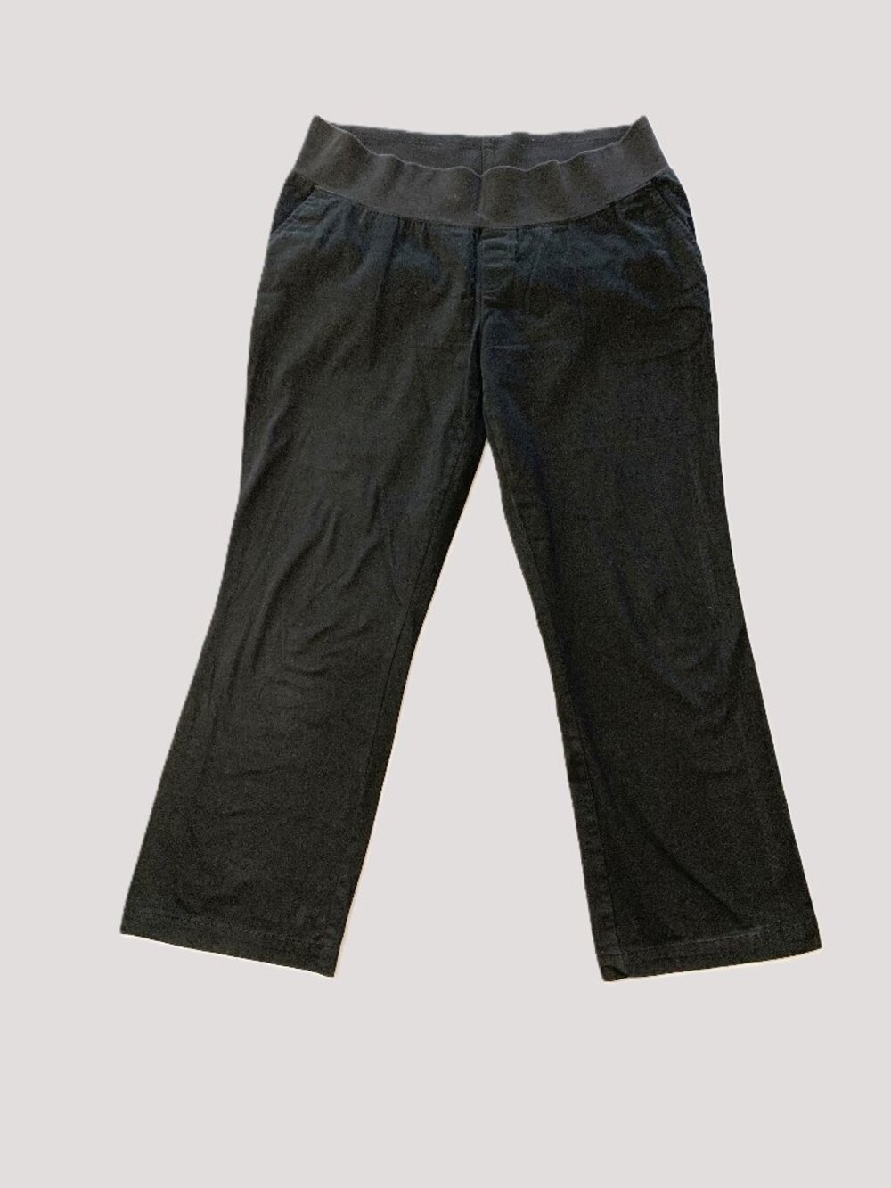DUO Maternity Black Pants Elastic Waistband Side Pockets Straight Leg Size L